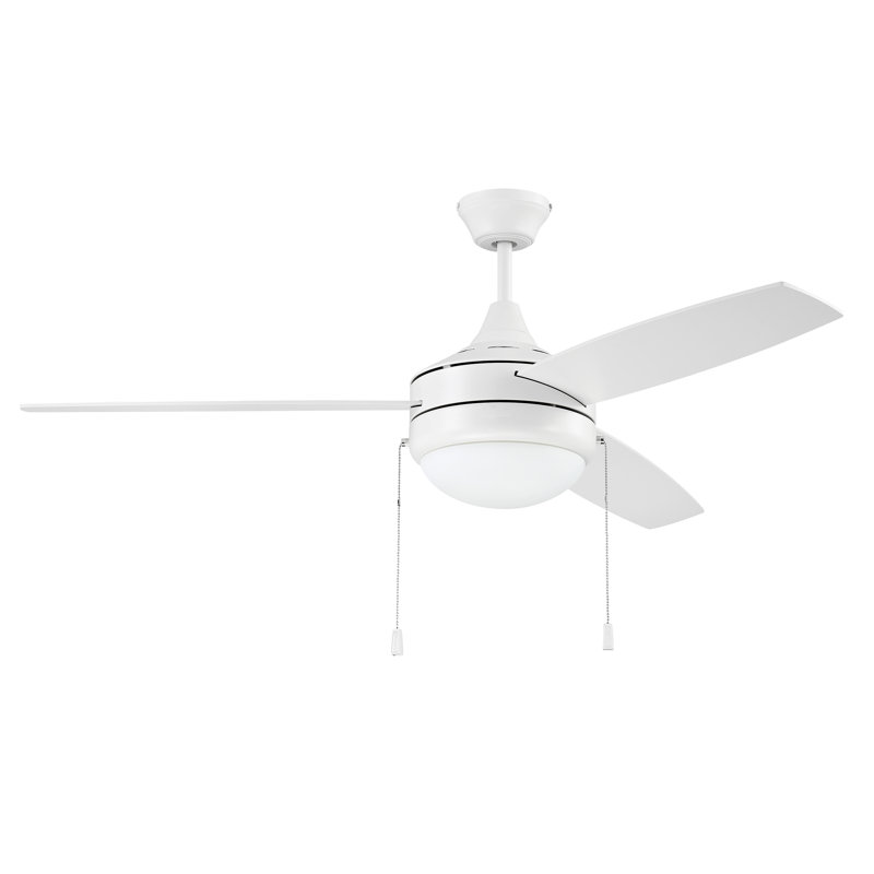 White Modern 52" Ceiling Fan with LED Light Kit