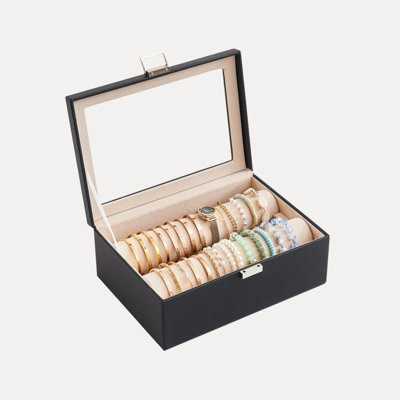 Bracelet Display Holder with Clear Lid -Black