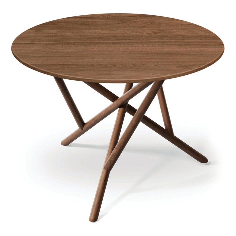 Baton - Round Fixed Top Table, 30"H x 48"L x 48"W, Natural Walnut, Natural Walnut