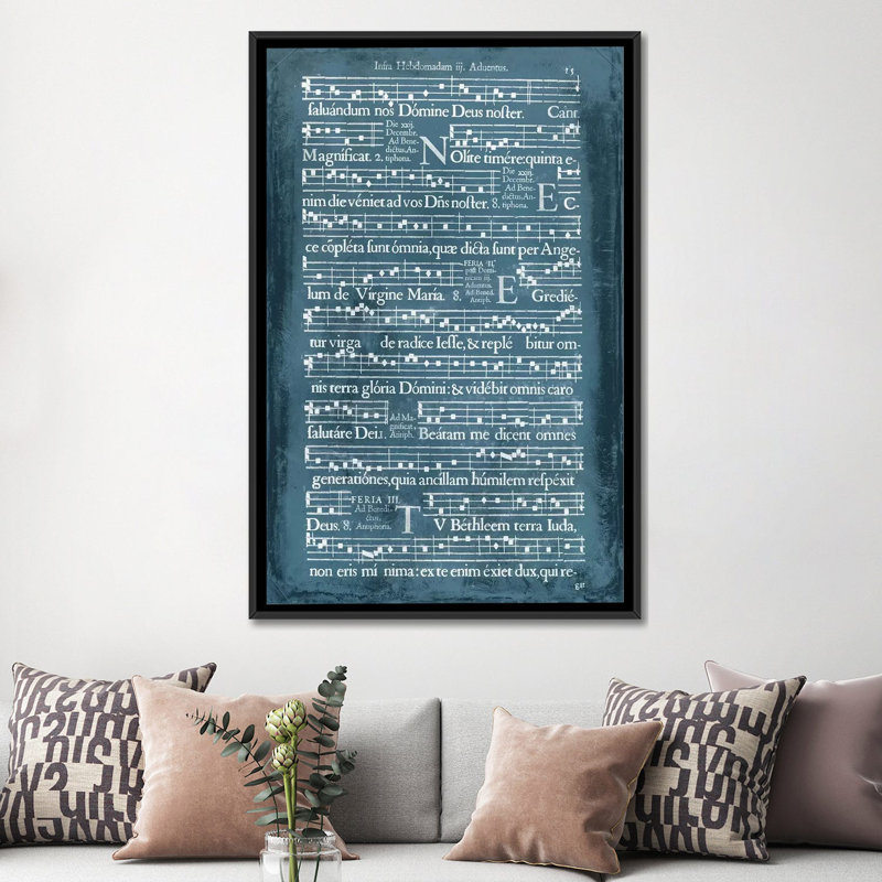 « graphic songbook ii », art textuel sur toile, H 26 po x l 18 po x P 1,5 po, Toile avec cadre noir, Pas de tapis
