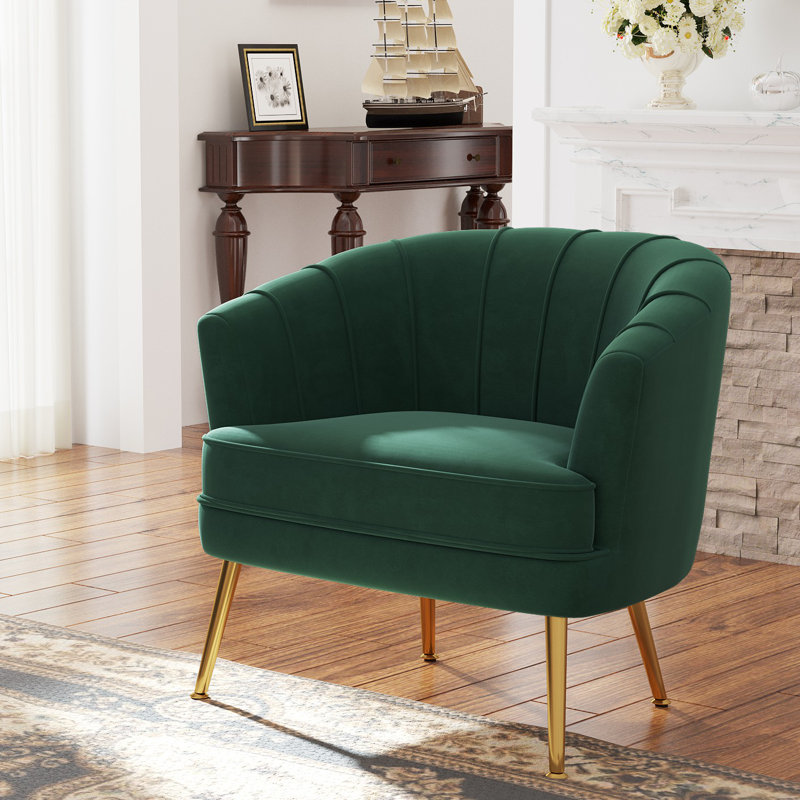 Fauteuil l 27 po Walsall, Velours vert
