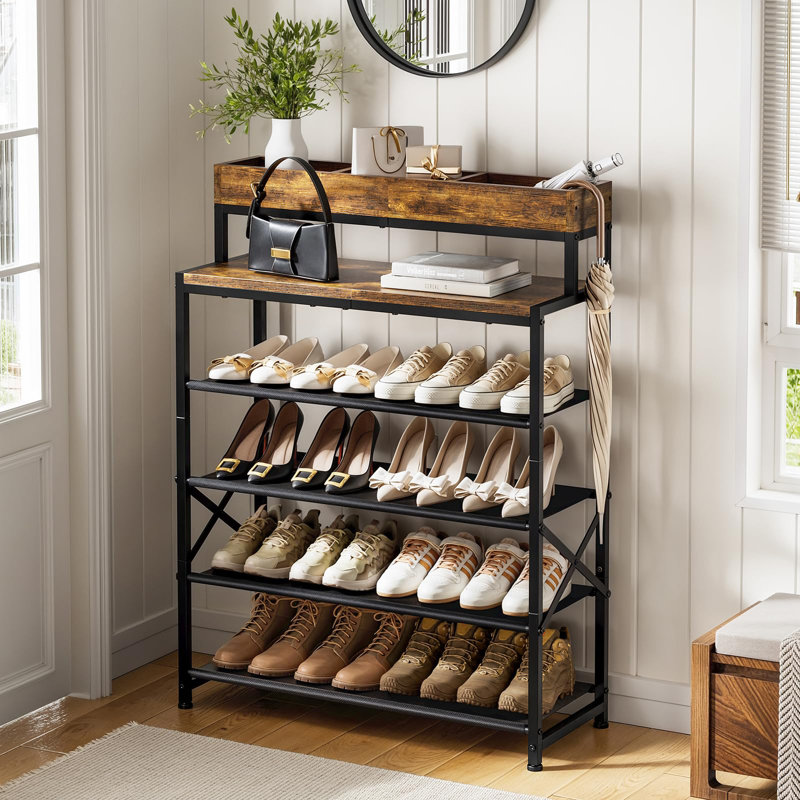 Range-chaussures, range-chaussures à 6 niveaux avec compartiment