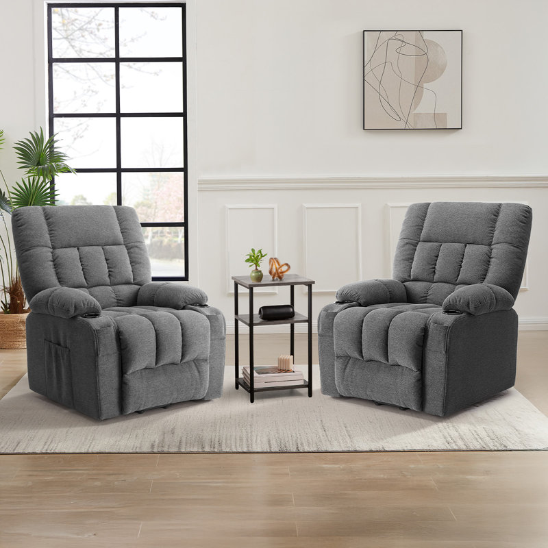 Ensemble de 2 fauteuils inclinables et releveurs Cohle, Gris, Gris