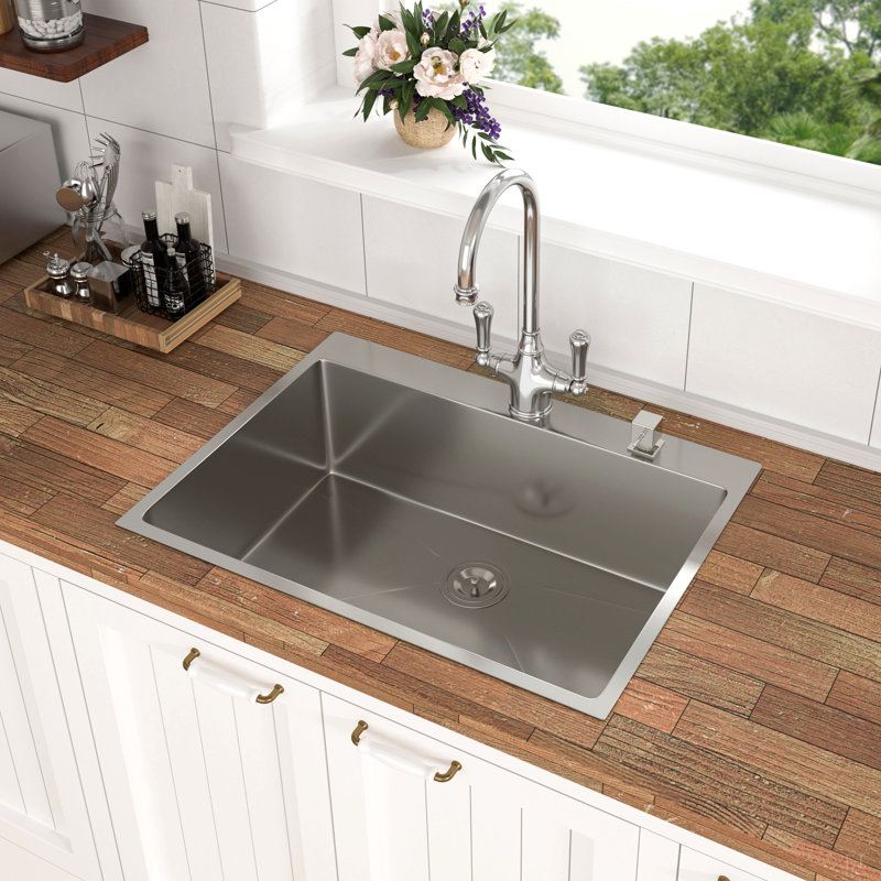 Évier de cuisine encastré 30 po x 22 po x 9 po à cuve simple en acier inoxydable de calibre 16 30 po