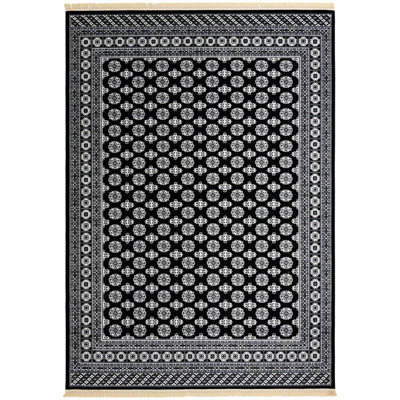 Tapis traditionnel Hinshaw noir et blanc