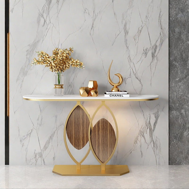 Console Italian Luxury, H 31,5 po x l 47,2 po x P 11,8 po, Blanc / Doré
