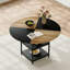 Table de salle à manger circulaire de 47,3 pouces de diamètre avec épissure moderne - rangement double couche, couleur diagonale en bois et noire en forme d'éventail, interprétant l'esthétique et la fonctionnalité de la maison.