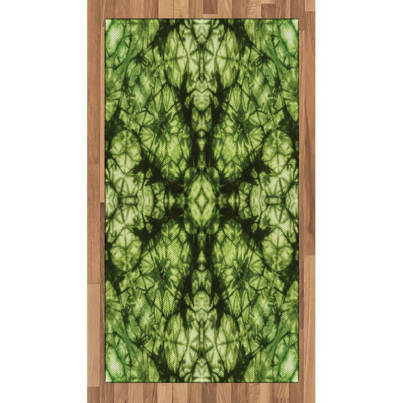 Green High Density Long Fiber Poly Threads Decorative Area Rug Carpet, Rectangle 2'7" x 5'
