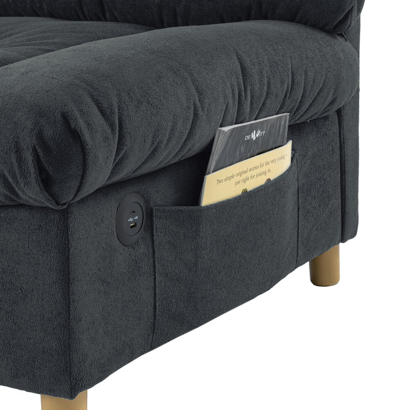 Bauch 81"Wide Upholstered Tufted Back Loveseat Sofa With 2 Usb Charging Ports, Black