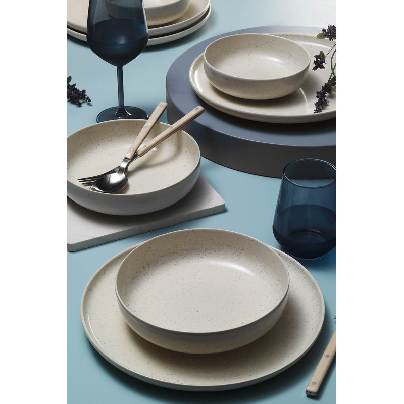 Elegant 18-Piece Dinner Set, 100% Porcelain | Includes 6 Service Plates (10.6 x 10.6 x 1.0 in), 6 Plates (7.7 x 7.7 x 2.0 in), 6 Bowls (5.9 x 5.9 x 1.8 in) | Dishwasher & Microwave Safe, Perfect for Stylish Dining & Entertaining
