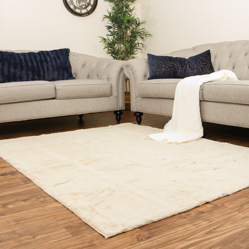 Tapis à poils longs beige / crème Brideau, Rectangle 3 pi 1 po x 5 pi