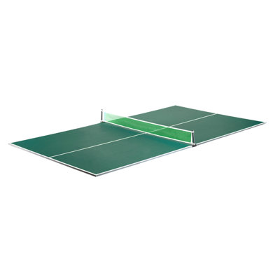 Hathaway 9 ft Quick Set Table Tennis Conversion Top – Regulation Sized, Foldable, Durable Engineered Surface, Protection Pads – Indoor Ping Pong Table Topper for Pool Table w/ Net & Posts – Green