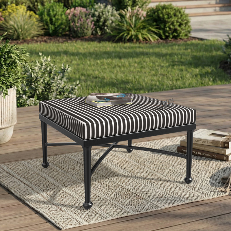 Sunbrella® Outdoor Ottoman Seat Cushion, 24" W x 24" D, Shore Classic