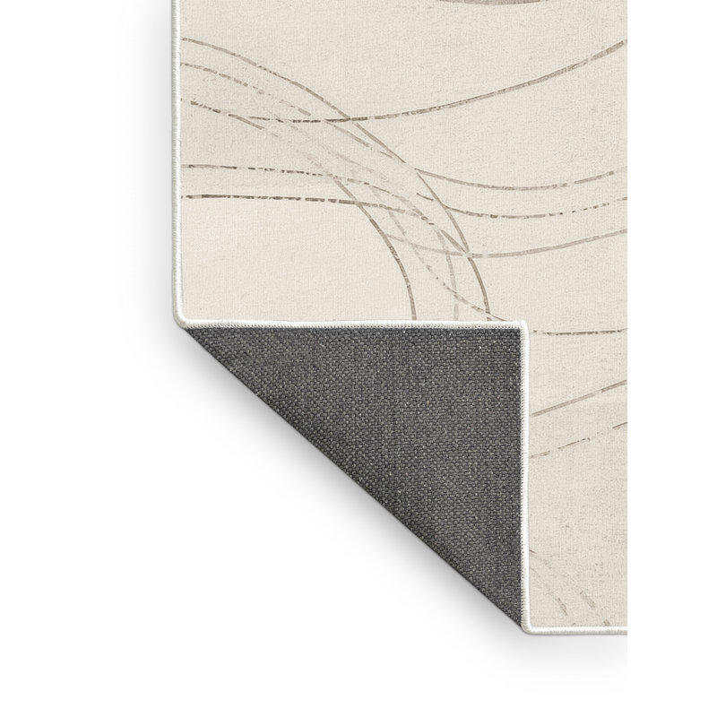 Tapis beige doux et moelleux à motif abstrait moderne et contemporain du Nouvel An Fabiano, 5 x 7