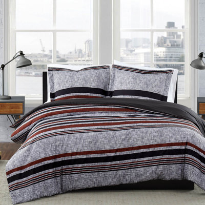 London Fog Warren Stripe Duvet Cover Set