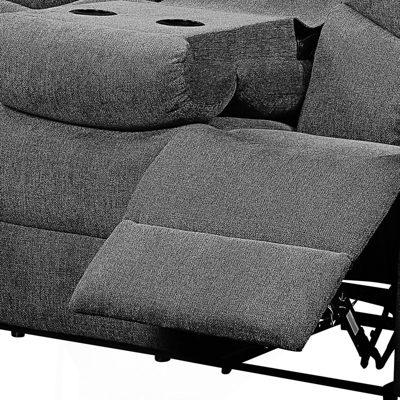 Chenille Sofa with Drop Down Table