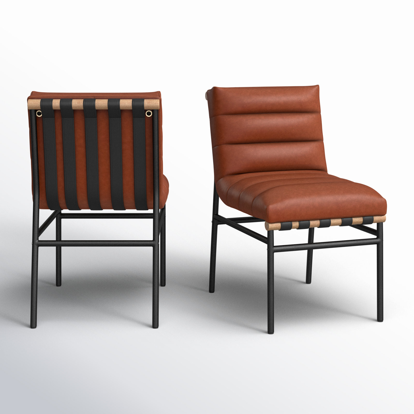 Vincentas Side Chair, Cognac Vegan Leather