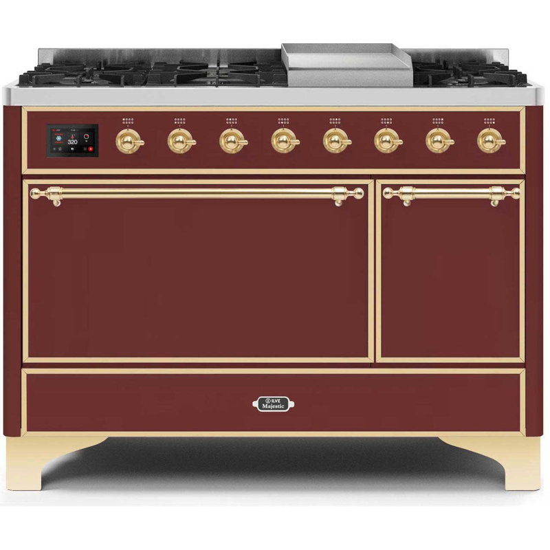 Majestic II 47.83" 5.02 Cu.Ft. Freestanding Dual Fuel with Griddle and Convection Oven, White/Copper, Natural Gas