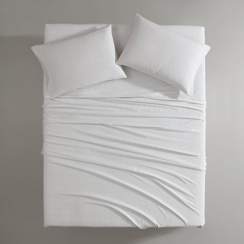 Marimekko Printed Organic Cotton Percale Sheet Sets, Queen Sheet Set with 2 Pillowcases, Black Striped