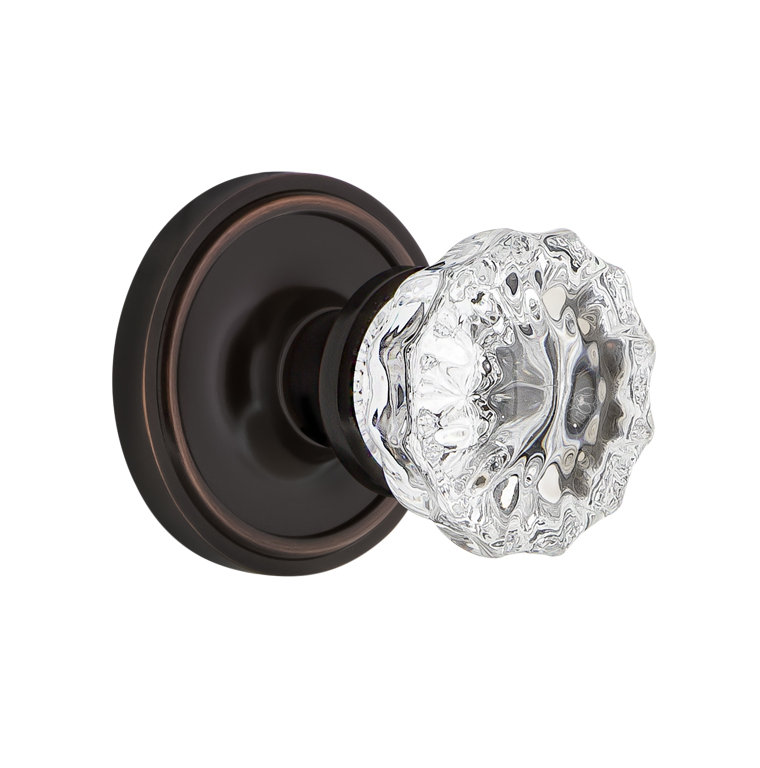 Classic Rosette with Crystal Door Knob, Timeless Bronze, 2-3/4"