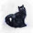 Furry Black Watercolor Cat - Framed Canvas for Home Decor