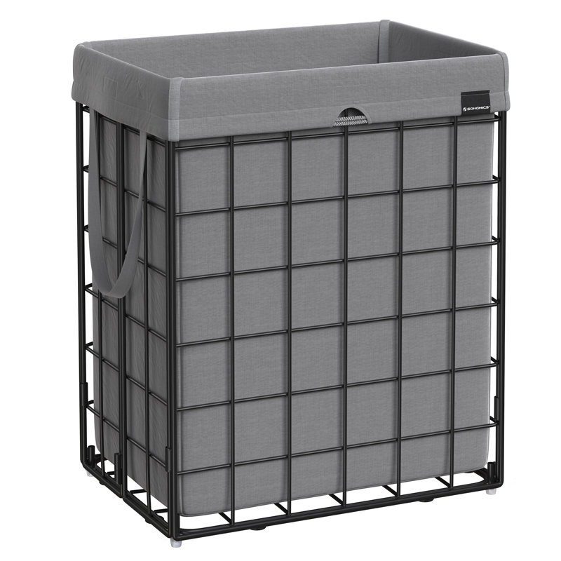 Laundry Hamper with Handles, Black/Grey, 58" H x 48" W x 33" D