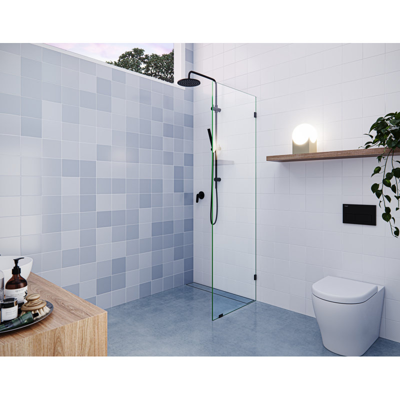 Vela 24.5 in. x 78 in. Fully Frameless Single Fixed Shower Panel, Matte Black