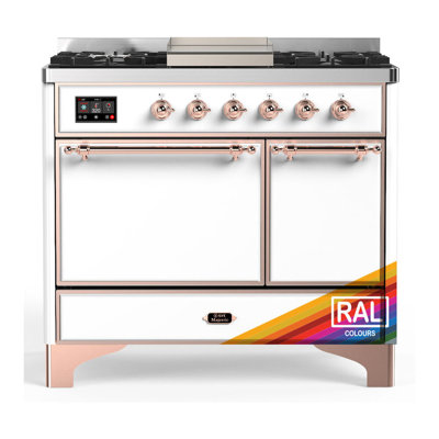 Cuisinière à double combustible de 40 pouces avec 6 brûleurs scellés de la série Majestic III de la série RAL (gaz naturel, garniture en cuivre)