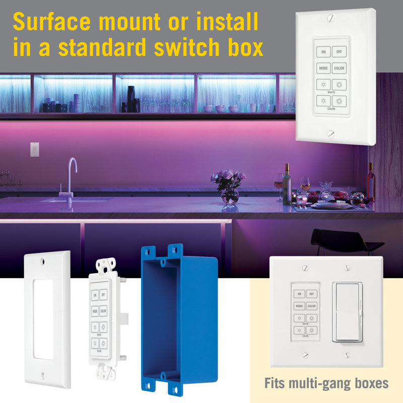 Wireless Wall Mount Touchpad for RGB+W LED Dimmers
