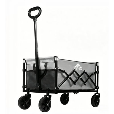 Chariot pliable robuste d'une capacité de 350 lb, chariot utilitaire portatif pliant pour camping en plein air, chariots à roulettes réglables, chariot de sport tout terrain avec de grandes roues, gris