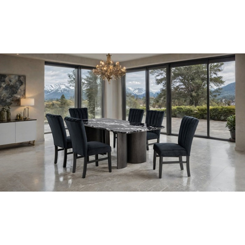 Abdul 7-piece Dining Table Set, Black