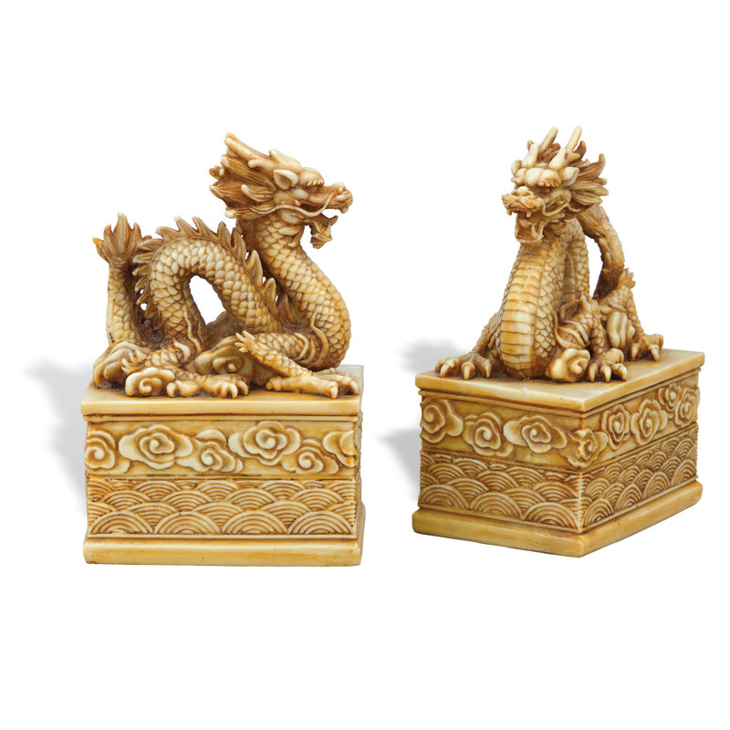 Serre-livres anti-dérapant dragon, Ivoire
