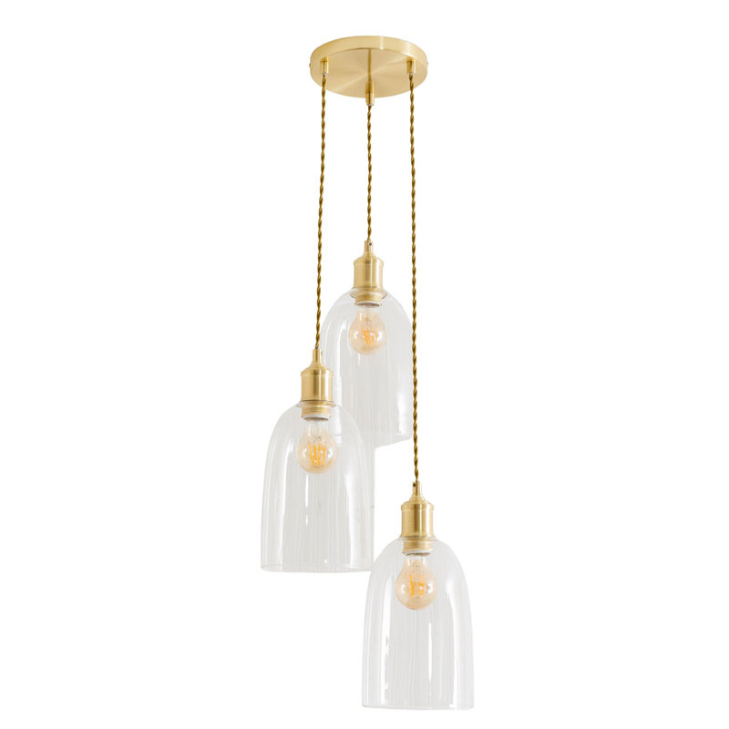 3 - Light Pendant, Brushed Gold