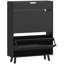 Armoire à chaussures étroite avec 2 tiroirs rabattables, noir-1753955122