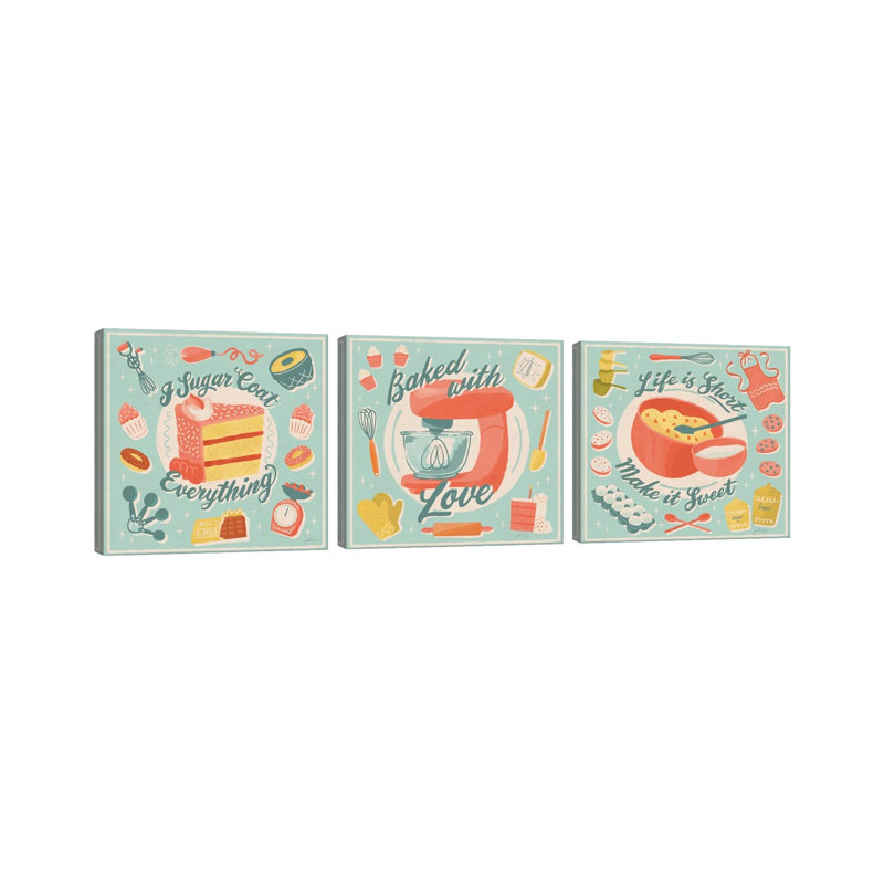 «Fresh Baked Triptych», ensemble d'art mural sur toile tendue (ensemble de 3)