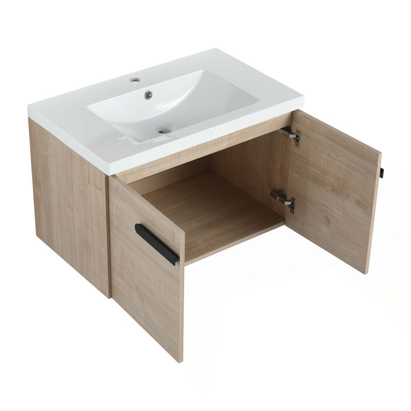 Armoire de salle de bain 30 po avec lavabo, portes à fermeture douce, fixation flottante pour petite salle de bain