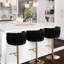 Tabouret de bar rotatif à hauteur réglable en velours l 20,5 po avec base en métal-1845736321