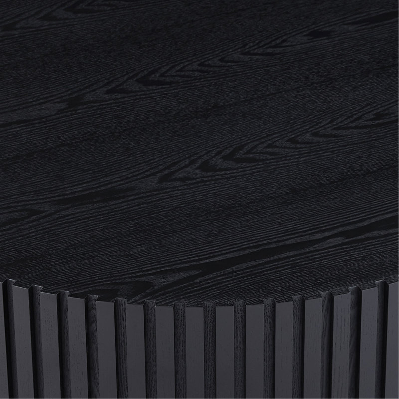 Table basse gigogne - 35,43 po - Bois rond - Noir - Piédestal robuste - pour appartement