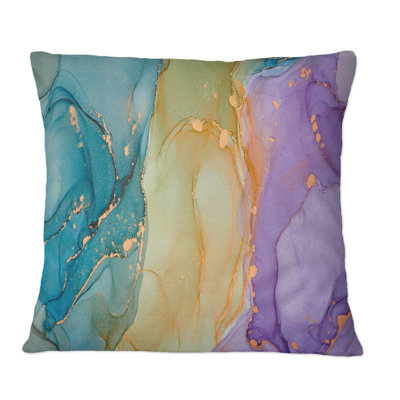 Bleu et mauve, art liquide - coussin décoratif imprimé moderne