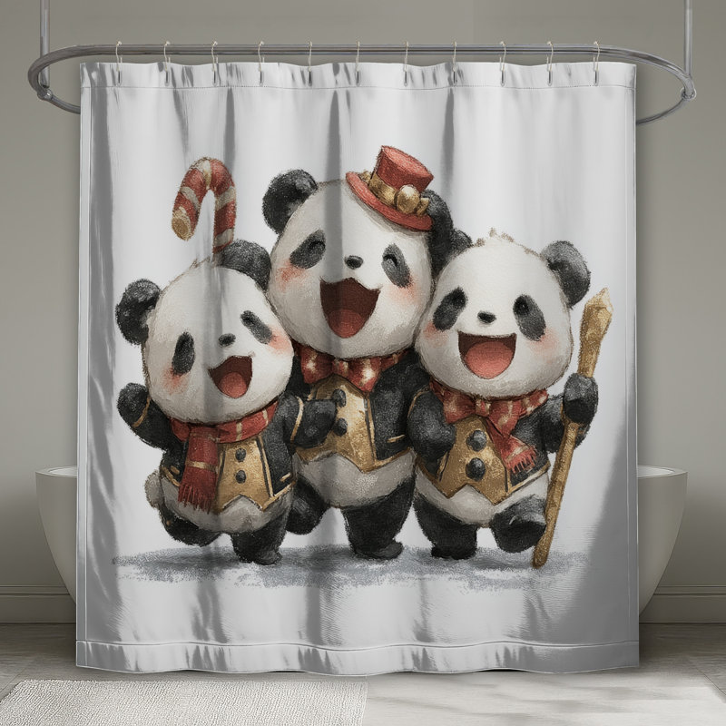 Mignon rideau de douche Panda Trio, L 70 po x H 93 po