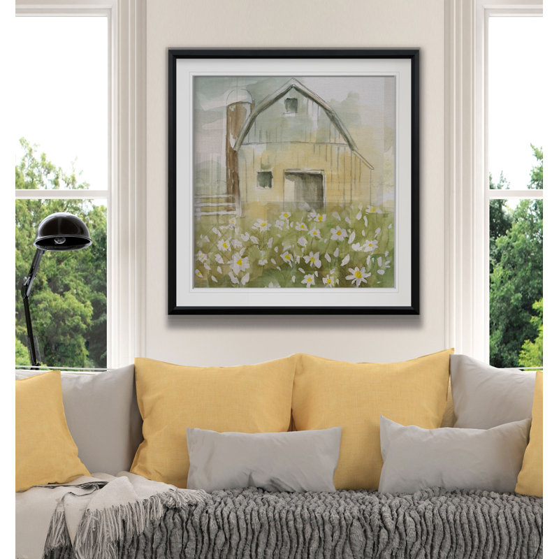 Daisy Barn - reproduction d'art, H 27 po x l 27 po x P 1,5 po, Cadre noir