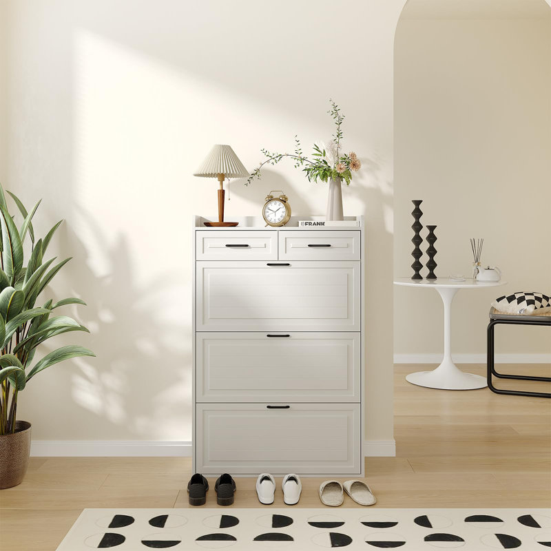 Shoe Cabinet with 3 Flip Drawers & 2 Storage Drawers, Narrow Hidden Shoe Organizer for Entryway