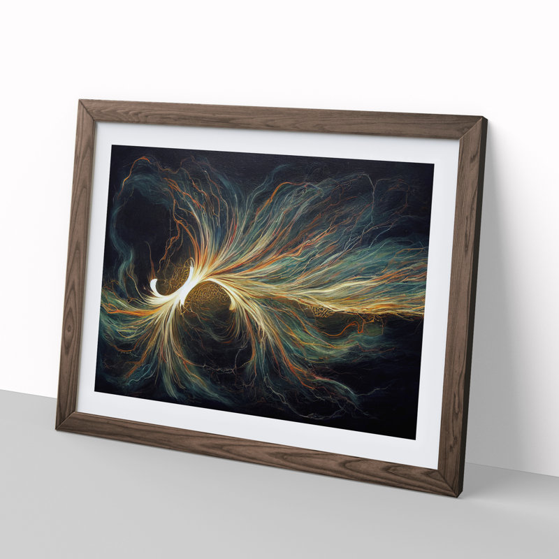 XH1022-3003X Electricity Art Painting Vol.1 - Single Picture Frame Print, 25cm H x 34cm W x 2cm D, Walnut