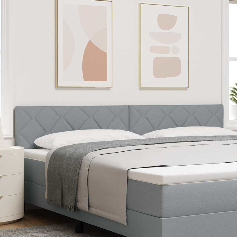  Fabric Headboard Geometric With Headboard Fabric, 140 x 190cm, Light Grey