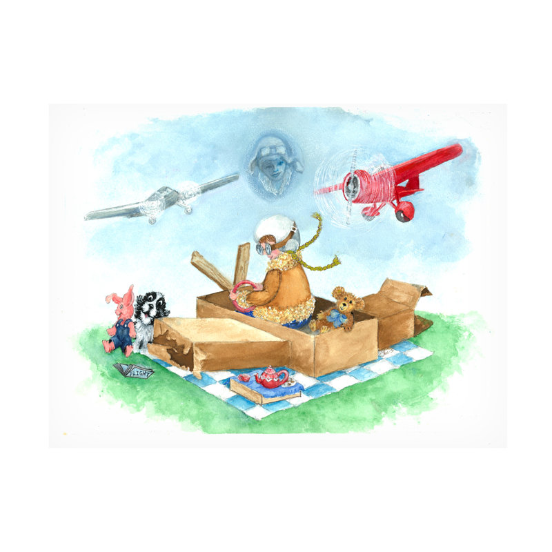 «Bachelor Sher Sester Flying High With Amelia Earhart», art sur toile, H 24 po x l 32 po