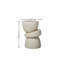 Table d'appoint sculpturale organique empilée, table d'appoint ronde en fibre de verre texturée crème pour coin de canapé de salon, aucun assemblage requis
