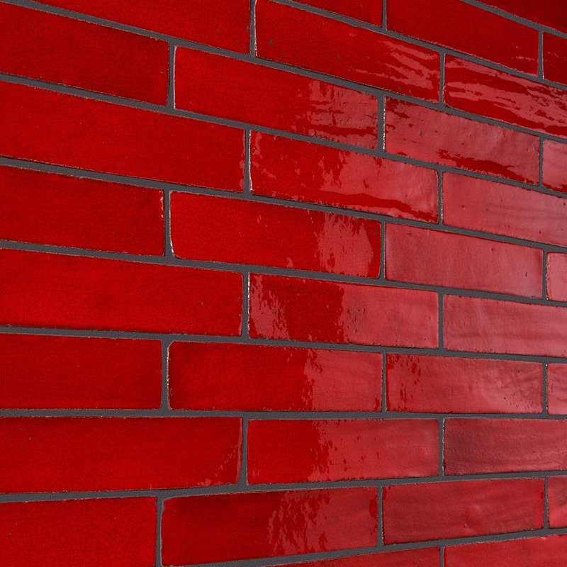 Emery Selenium Red 2X8 Hand Glazed Ceramic Wall Tile