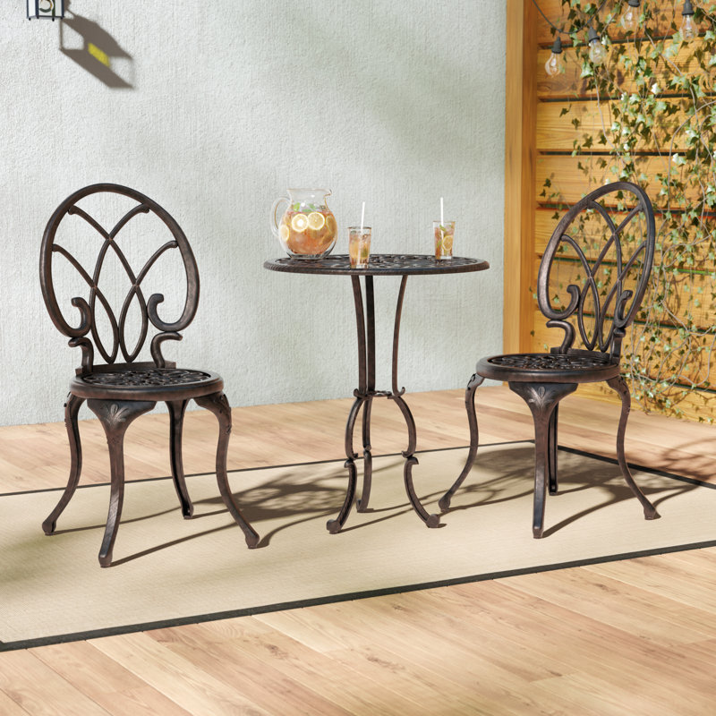 Messer 2 - Person Patio Dining Set with Round Table, Copper