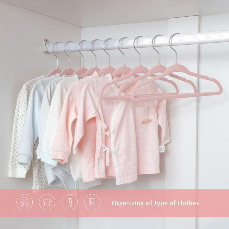 Cintres pour bébés, cintres pour enfants avec cintres pour enfants avec design ultra mince et antidérapant (rose)