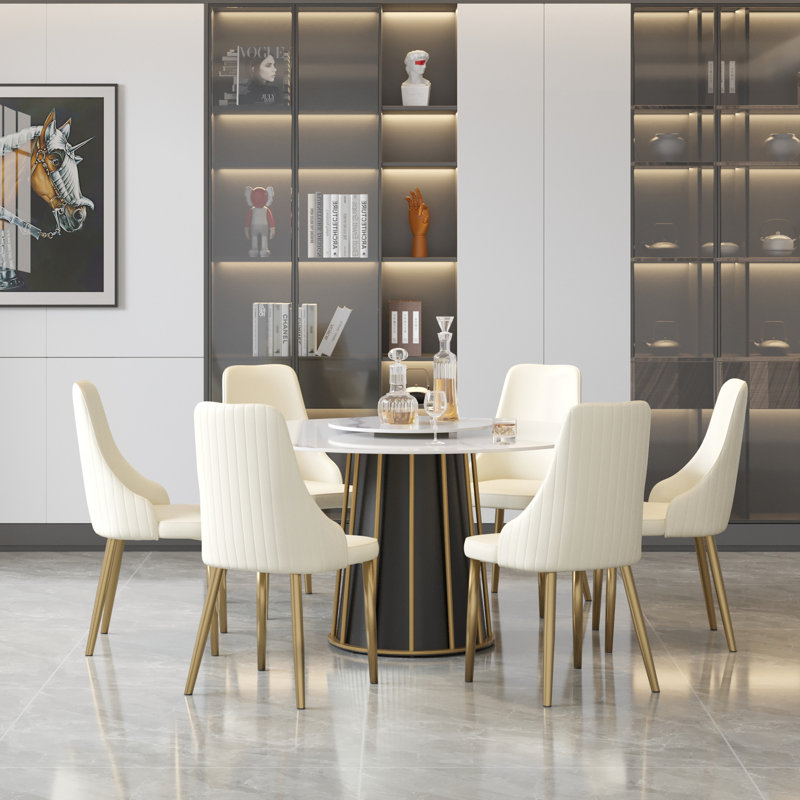 Zyriana 6 - Person Pedestal Dining Set, White